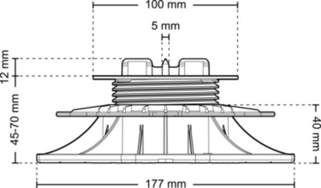 Dimensions sta 045 070 k5 front