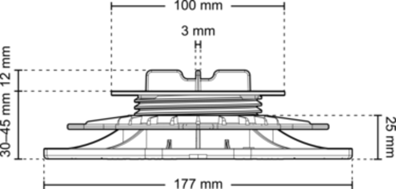 Dimensions sta 030 045 k3 front