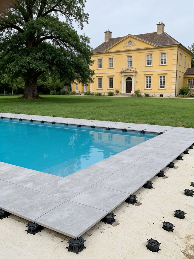 ARQUITECTURA DEL PAISAJE: Terraza de piscina de baja altura en Sarlat la Canéda