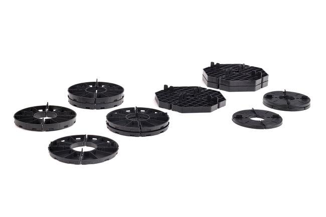 Seria de soportes de terraza de altura fija para terrazas con suelo técnico bajo baldosas