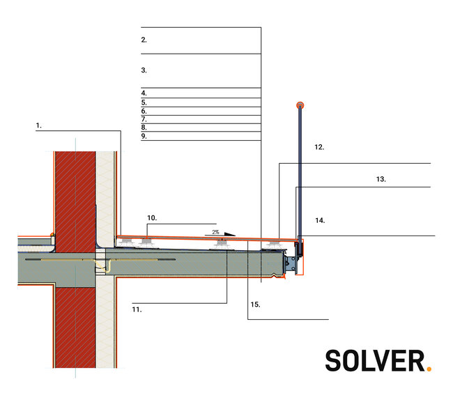 Esquema de terraza con suelo técnico en balcón
