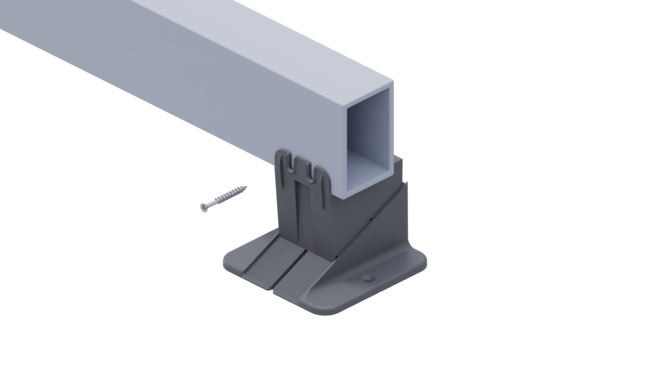 Perfil de viga de aluminio montado en plots soporte de terraza