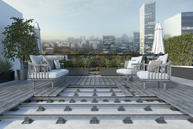 Soportes de Terraza raptor de solver en la visualización de un techo plano con panorama