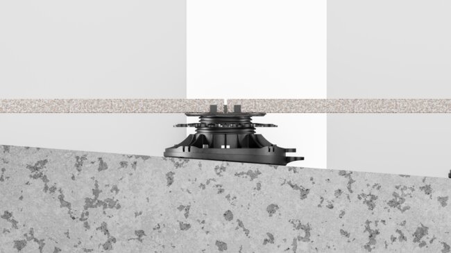 Plots Soporte Regulables con accesorios solver sección terraza con suelo técnico