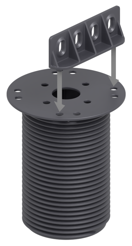 Montaje del adaptador para vigas en los plots soporte regulables estándar