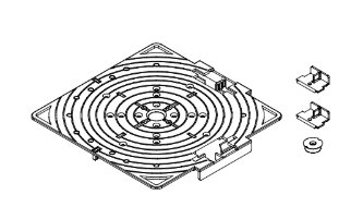 Dibujo técnico de la base con soportes de terraza con accesorios