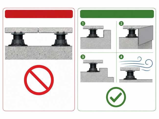 Terraza con suelo técnico sobre plots soporte
